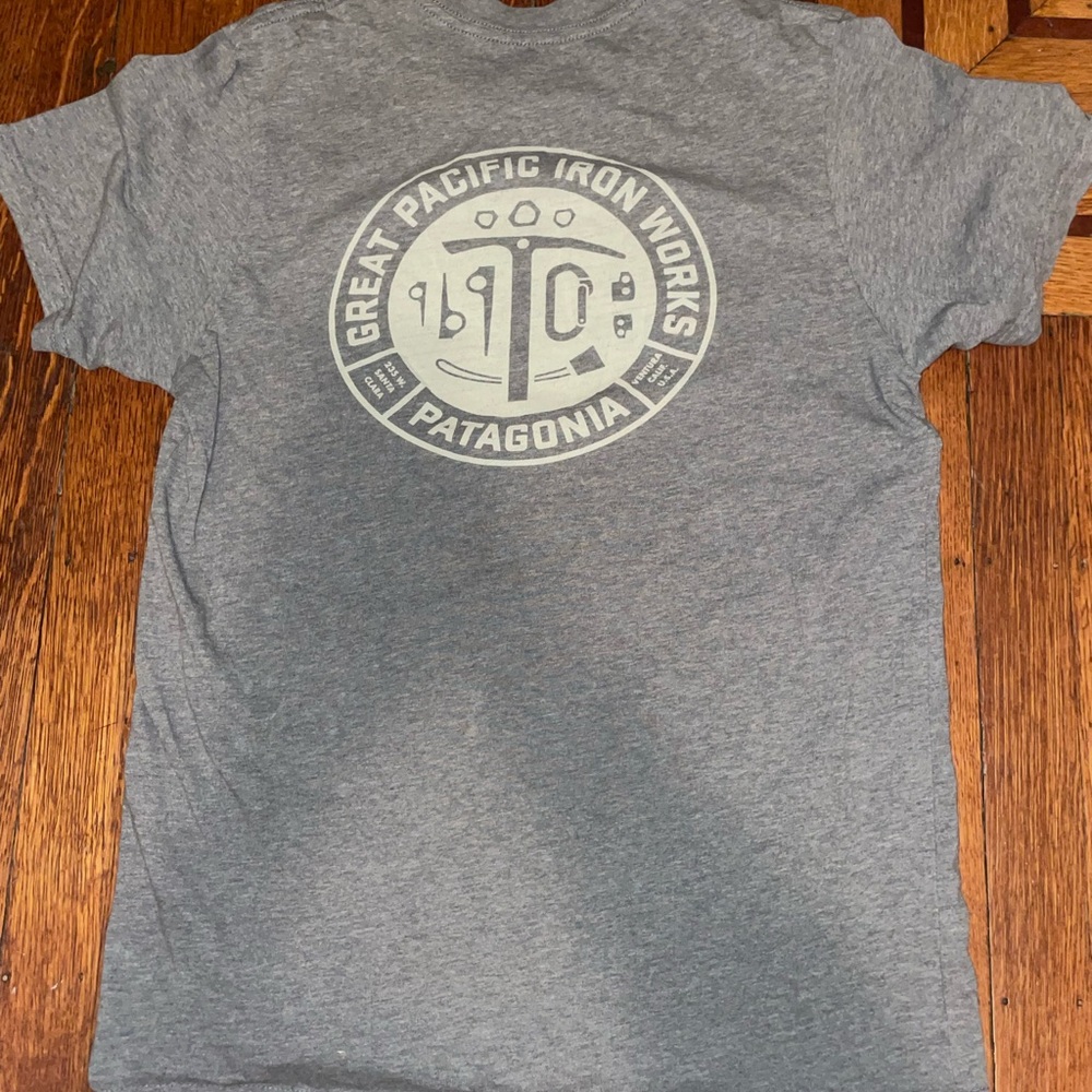 Grey gray Great Pacific Iron Works Patagonia tee t-shirt 100% organic cotton